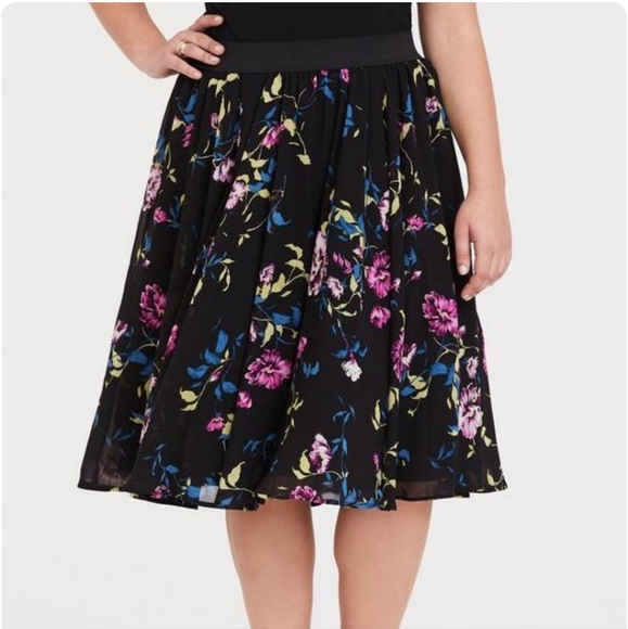 Torrid Floral Midi Chiffon Skirt - Picture 1 of 5